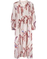 Traffic People - Birds Of A Feather Cream And Long Sleeve Relaxed Milo Dress - Lyst