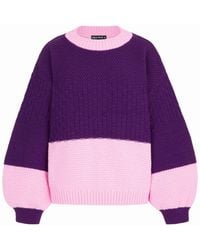 Cara & The Sky - Taz Colour Block Balloon Sleeve Jumper - Lyst
