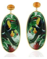 Artisan - Bakelite Motif Drop Earrings With Citrine & Diamond - Lyst