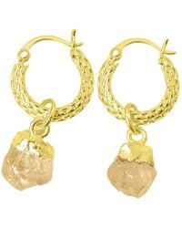 Harfi - Raw Citrine November Birthstone Huggie Hoops Vermeil Plated Gemstone Earrings - Lyst