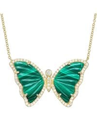 KAMARIA - Large Malachite Butterfly Necklace With Diamonds - Lyst
