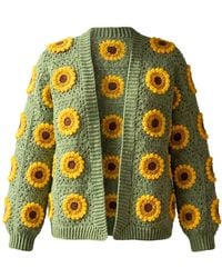 Ana Chic - Sage Sunflower Granny Square Handmade Crochet Cardigan - Lyst