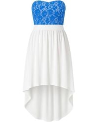 Conquista - Strapless Lace Detail High Low Dress - Lyst