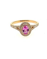 Artisan - Solid 14k Gold Halo Set Natural Diamond With Pink Sapphire Cocktail Ring - Lyst