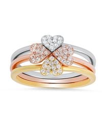 Kylie Harper - Tri Color Three Pc Stackable Clover Heart Ring Set - Lyst
