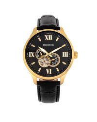 Heritor - Harding Semi-skeleton Leather-band Watch With 24-hour Sub-dial - Lyst