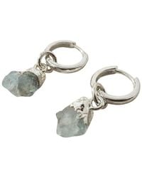 Harfi - Raw Aquamarine March Birthstone Sterling Huggies - Lyst