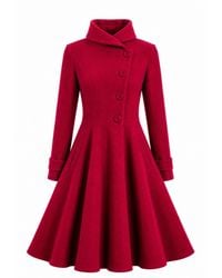 Nikka Place - Wool Princess Buttoned Coat With Pockets - Lyst
