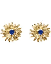 Harfi - Sapphire September Birthstone Aster Birthflower Plated Stud Earrings - Lyst