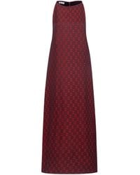 Silk and Bears - Aurora Scarlet Mosaic Hand-Dyed Silk Jacquard Maxi Dress - Lyst