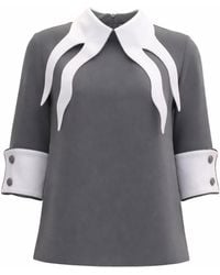 Julia Allert - Semi-Formal Blouse With Double Contrasting Details - Lyst