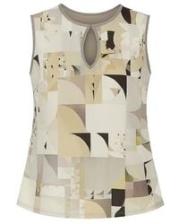 Conquista - Taupe Keyhole Detail Print Top - Lyst