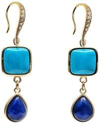 Farra - And Lapis Dangle Earrings - Lyst