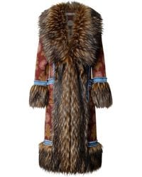 The Extreme Collection - Multicolour Long Knit Coat With Faux Fur Piper - Lyst