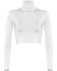 ANTONINIAS - Amaze Turtleneck Swimwear Crop Top With Long Sleeves - Lyst