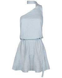 Anemoia - Azurée Baby Linen One Shoulder Mini Dress - Lyst