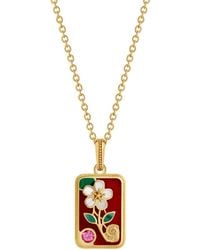 Karma and Luck - Abundant Grace Flower Tile Multi-Stone Mahjong Necklace - Lyst