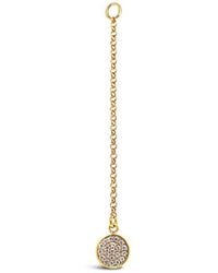 Lutiro - Single Earring Round Cz Charm With Chain - Lyst