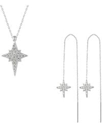 Spero London - Northernstar Starburst Sterling Chain Drop Chain Earrings & Necklace Set - Lyst