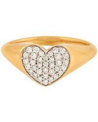 Artisan - Natural Diamond Heart Statement Promise Ring 14k Yellow Gold - Lyst