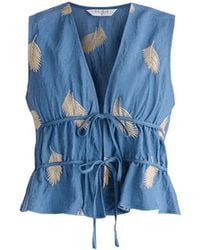 Paisie - Leaf Embroidered Tie Front Waistcoat - Lyst