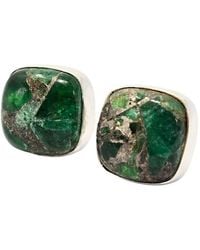 Harfi - Emerald May Birthstone Sterling Stud Earrings - Lyst