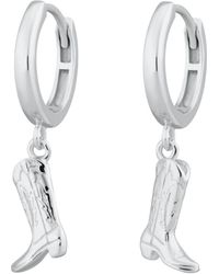 Scream Pretty - Cowboy Boot Charm Hoop Earrings - Lyst
