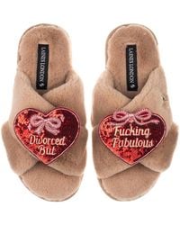 Laines London - Neutrals Classic Laines Slippers With Divorced But Fucking Fabulous Brooches - Lyst