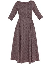 KAROLINA OZOLINSIUTE - Leyla Maxi Geometrical Pattern Dress With Sleeves - Lyst