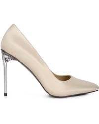 Rag & Co - Neutrals Stakes Clear Heel Classic Pump Sandals - Lyst