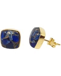 Harfi - Sapphire September Birthstone Plated Stud Earrings - Lyst
