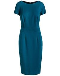Conquista - Petrol Fitted Cap Sleeve Dress - Lyst