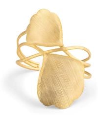 Meraki by Rashmi Bajaj - Ginko Leaf Plated Wrap Cuff Bracelet - Lyst