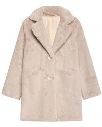 Tantra Spain Sl - Neutrals Coat With Pockets, Buttons And Lapels - Lyst