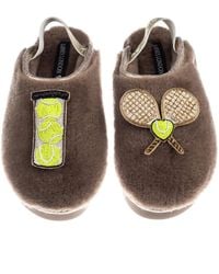 Laines London - Neutrals Flatform Cloud Closed Toe Slippers With Tennis Lover Brooches - Lyst