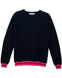 Cove - Navy Cashmere Jumper With Pink Stripes - Lyst