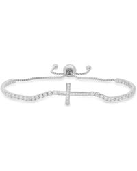 Kylie Harper - Petite Diamond Cz Cross Adjustable Bracelet - Lyst