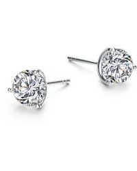 Genevive Jewelry - Rachel Glauber Plated Three-Prong Martini Solitaire Stud Earrings - Lyst