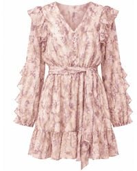 Exquise - Katelin V Neck Belted Mini Dress - Lyst