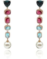 Michael Nash Jewelry - Michela Multi Color And Pearl Drop Hanging Earrings - Lyst