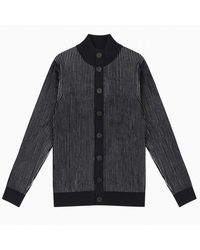 Nuvv Collection - Striped Rib Knit Cardigan – Premium Italian Yarn - Lyst