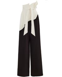 Julia Allert - High-waisted Two-tone Flare Trousers Black - Lyst