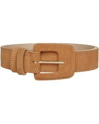 BeltBe - Suede Rectangle Buckle Belt - Lyst