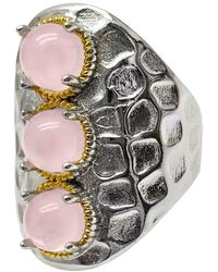 Farra - Rose Quartz Stones nugget Adjustable Ring - Lyst