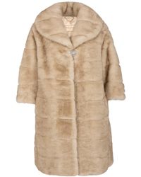 Santinni - Neutrals 'hollywood' Faux Fur Coat In Crema - Lyst