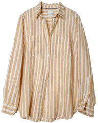 Hut Noosa - Neutrals Honeycomb Stripe Boyfriend Linen Oversized Shirt - Lyst