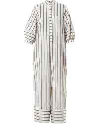 Metamorph - Maxi Jumpsuit On Khaki Stripes - Lyst