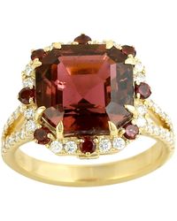 Artisan - Octagon Tourmaline Gemstone & Diamond Cocktail Ring - Lyst