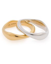 Cote Cache - Stackable Wave Vermeil Ring Set - Lyst