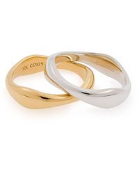 Cote Cache - Stackable Wave Vermeil Ring Set - Lyst